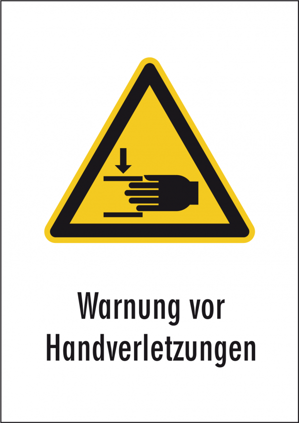 Warnschild Warnung vor Handverletzung