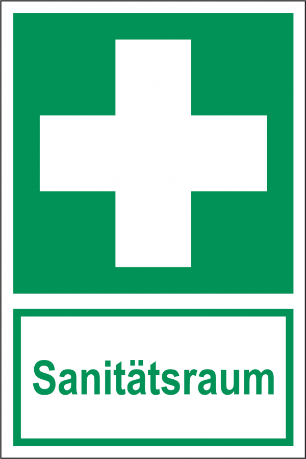 Erste Hilfe Schild Sanitätsraum