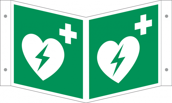 Winkelschild AED