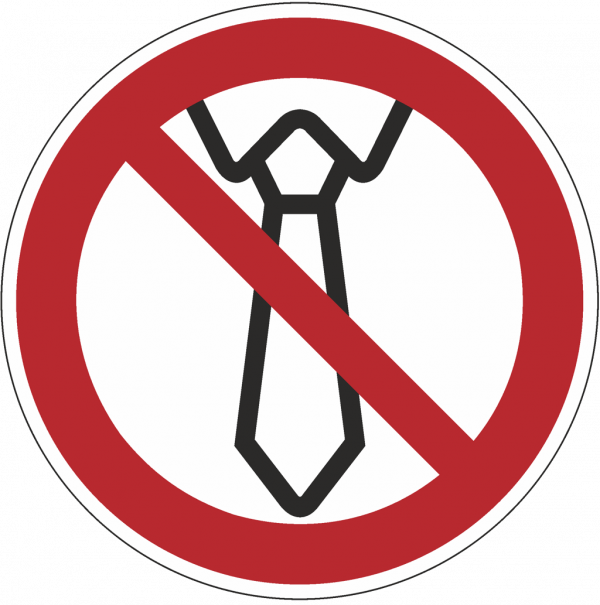 Verbotsschild Bedienung mit Krawatte verboten