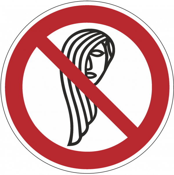 Verbotsschild Bedienung mit langen Haaren verboten