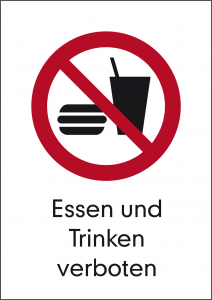 Verbotsschild Essen und Trinken verboten Schild oder Aufkleber DIN ASR P022