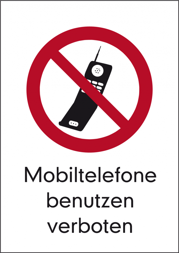 Verbotsschild Mobiltelefone benutzen verboten