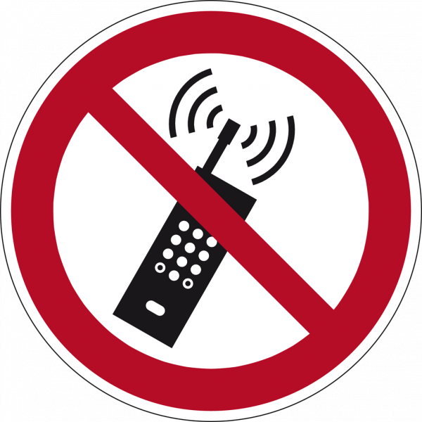Schild Eingeschaltete Mobiltelefone verboten