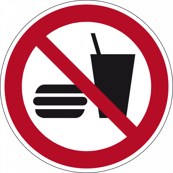 Schild Essen und Trinken verboten