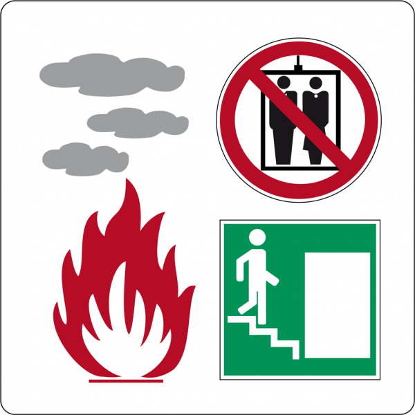 Aufzug im Brandfall nicht benutzen Symbol