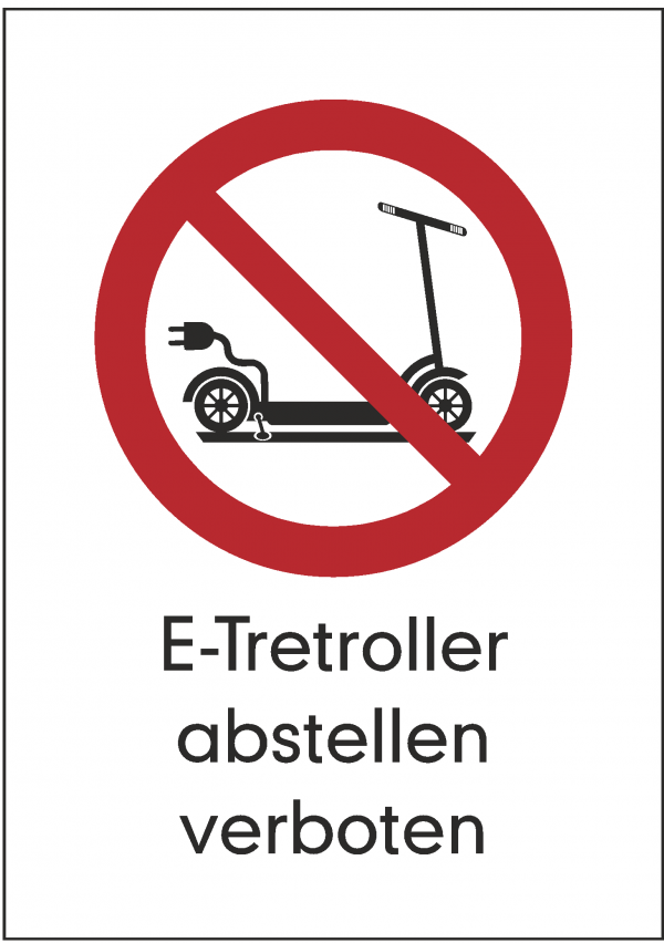 E-Tretroller abstellen verboten Schild