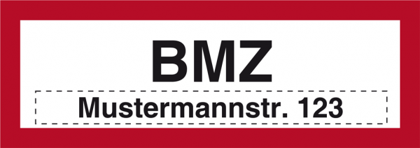 Schild BMZ (mit Straßennamen und Haus-Nr.)