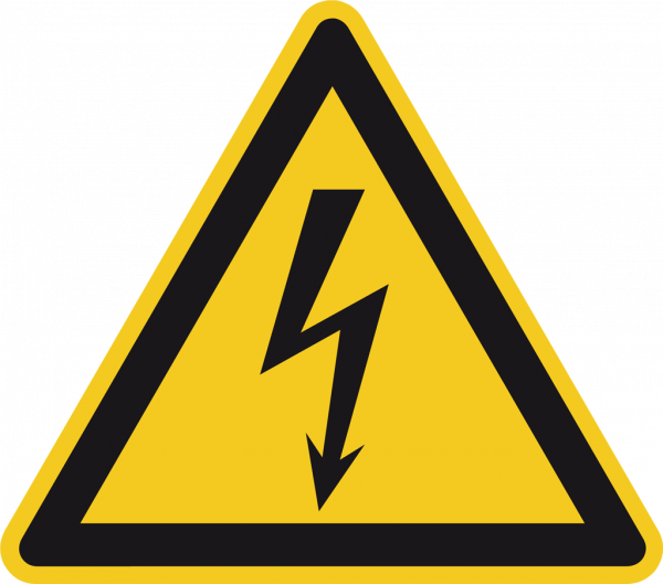 Schild Blitzpfeil Warnung vor elektrischer Spannung