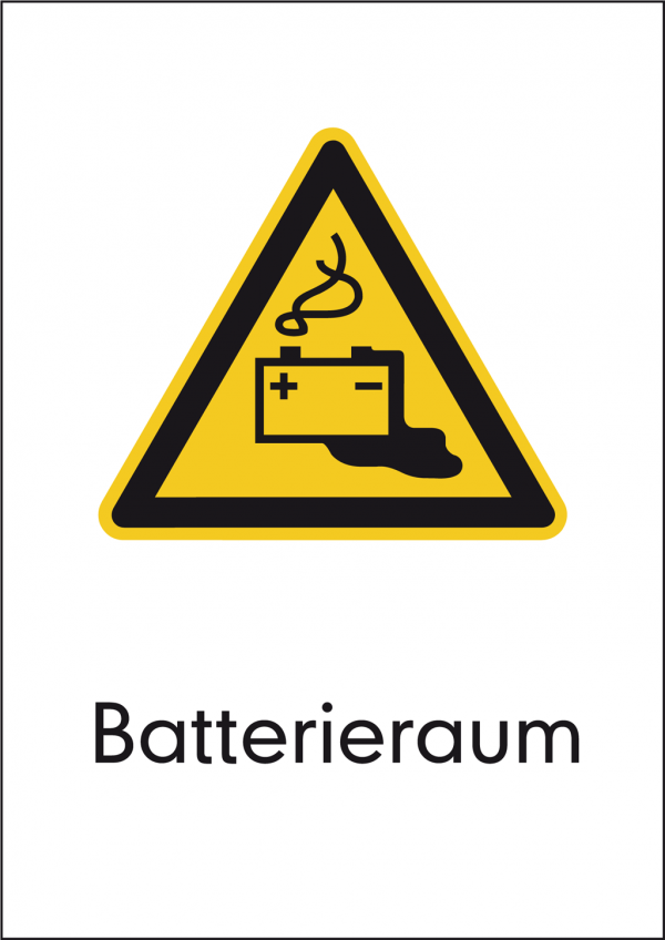 Warnschild Batterieraum