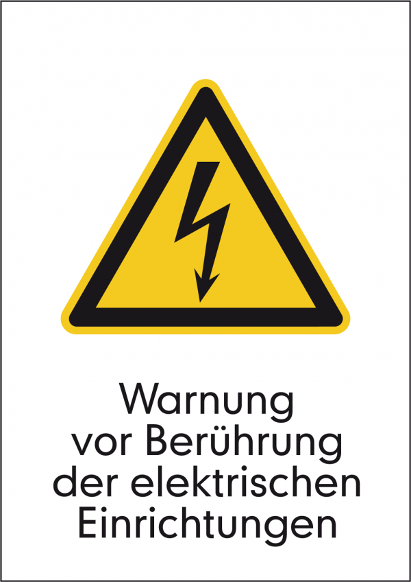 Warnung vor Berühren der elektrischen Einrichtung Warnschild