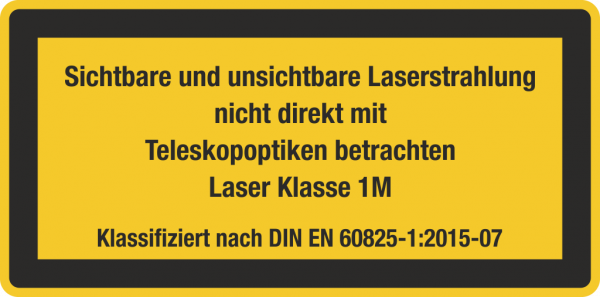 Laserwarnschild Laser Klasse 1M Sichtbare und unsichtbare