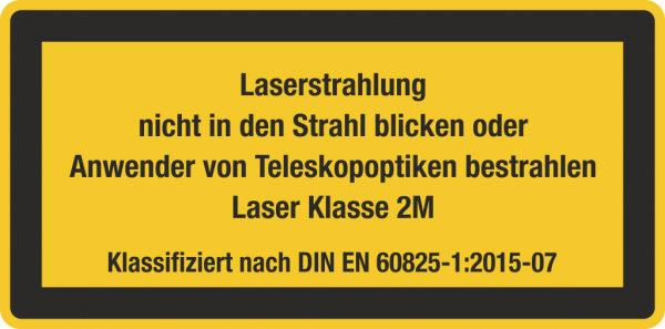 Laserwarnschild Laserstrahlung Laser Klasse 2M