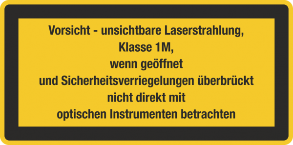 Laserwarnschilder Vorsicht unsichtbare Laserstrahlung Klasse 1M