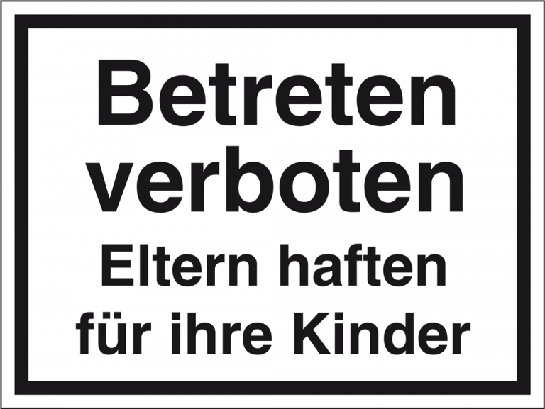 Warnaufkleber 'Betreten Verboten! Eltern Haften Für Ihre Kinder!' | 25x15 Cm, Signalgelb, Made In Germany