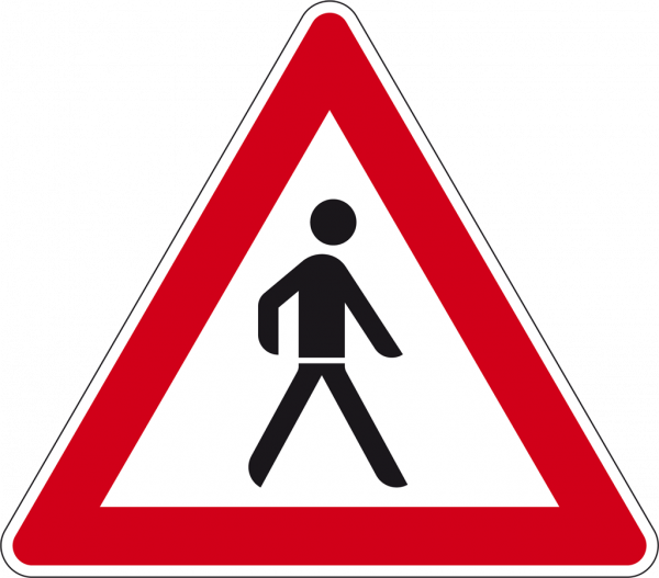 Verkehrsschild Fußgänger links