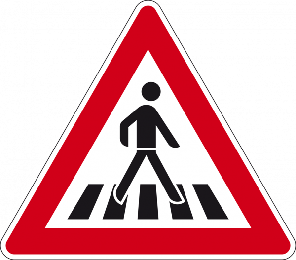 Verkehrsschild Fußgängerüberweg links
