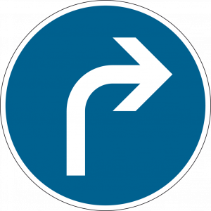 Aufkleber Kreis Vorgeschriebene Vorbeifahrt links Symbol