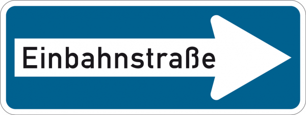 Verkehrsschild Einbahnstraße rechtsweisend