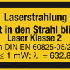 Laser Warnschild Beispiel gelb