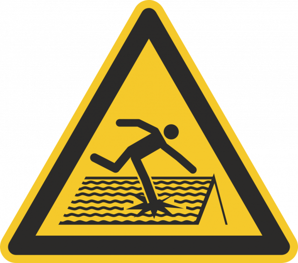 Warnung vor nicht durchtrittsicherem Dach