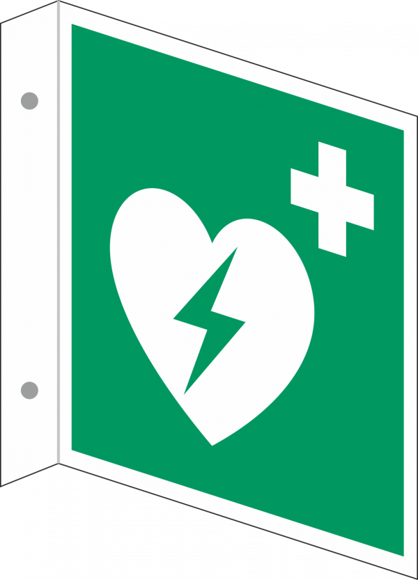 Fahnenschild AED