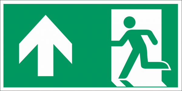 Schild Notausgang Pfeil nach oben/ links/ ohne Lichtkante