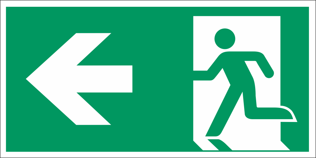 Schild Notausgang Pfeil nach links/ ohne Lichtkante