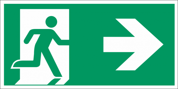 Schild Notausgang Pfeil nach rechts/ ohne Lichtkante