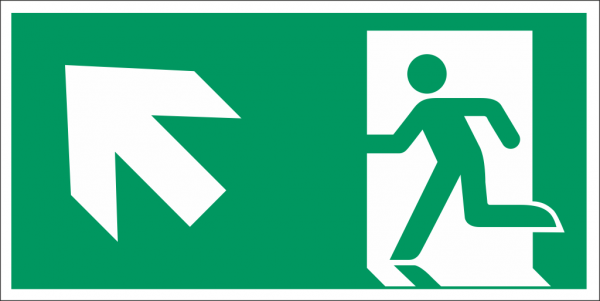 Schild Notausgang Pfeil nach links aufwärts/ ohne Lichtkante