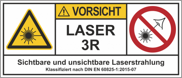Laserwarnschild LASER 3R Sichtbare unsichtbare Laserstrahlung