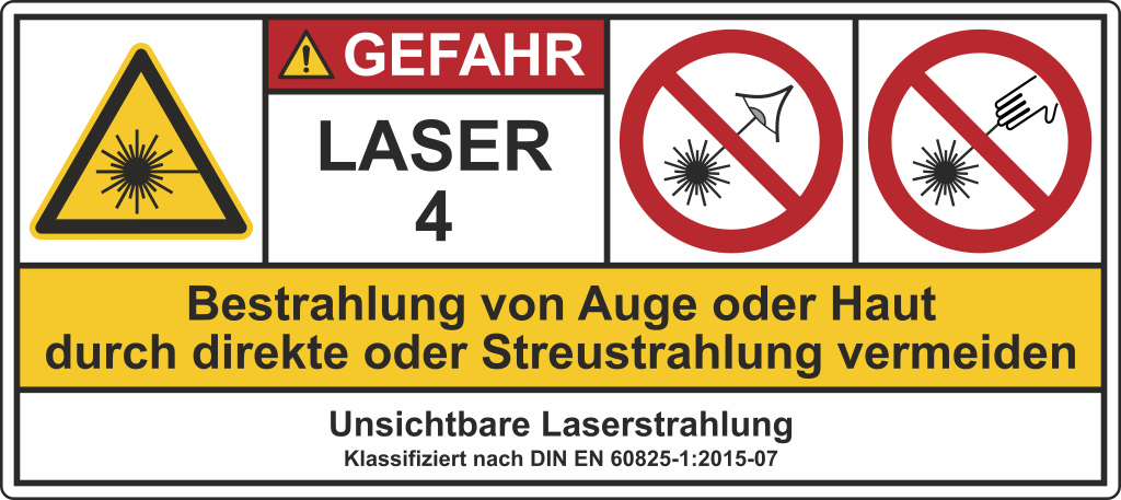 Warn-Kombischild Unsichtbare Laserstr... Klasse 4 DIN Folie 150x200mm 