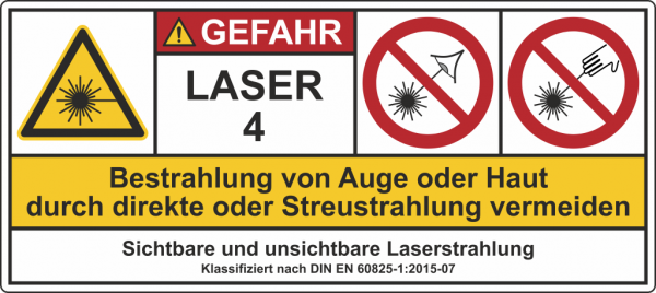 Laserwarnschild Laser 4 Sichtbare unsichtbare Laserstrahlung