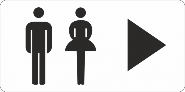 Damen -und Herrentoilette Pfeil rechts