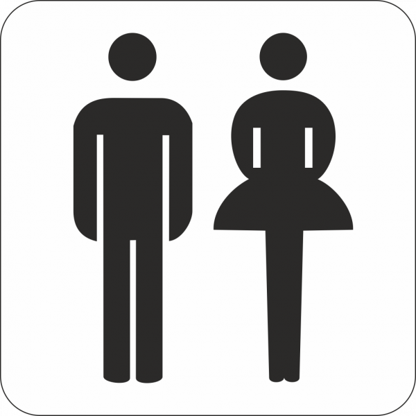 Damen und Herrentoilette Hinweisschild