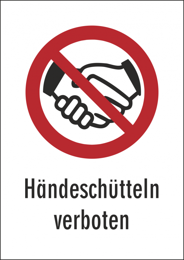 Händeschütteln verboten Schild