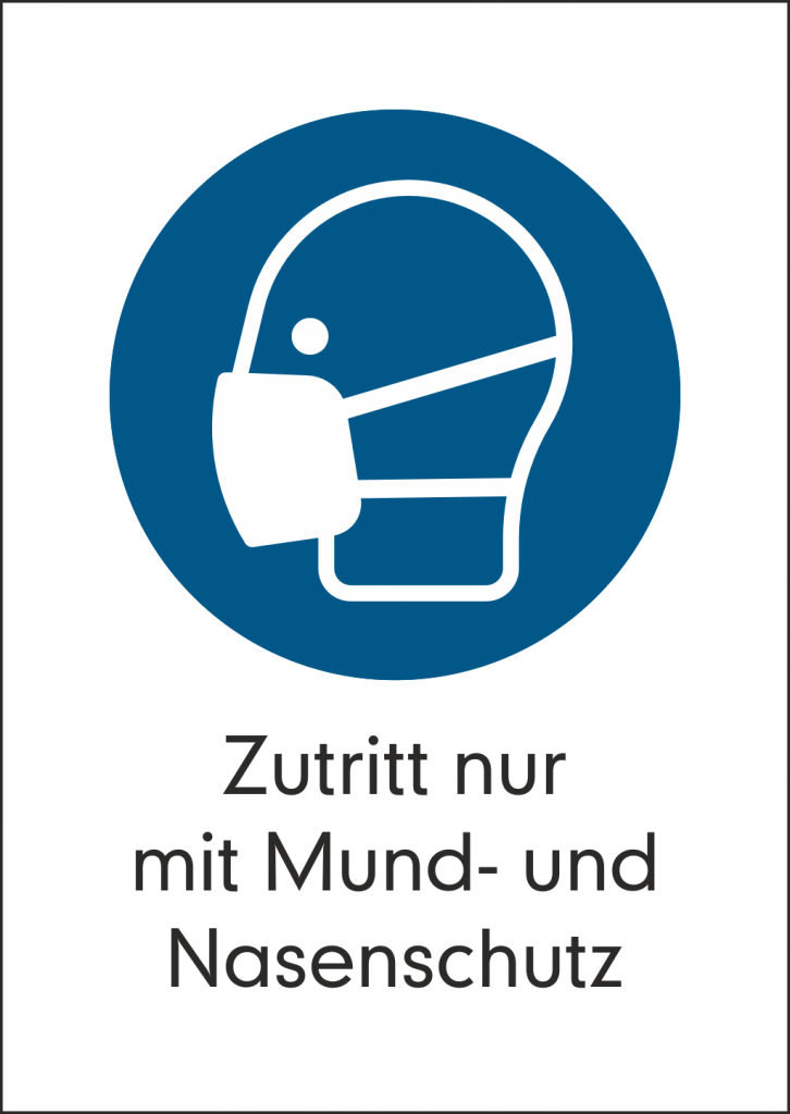 3 Hinweisschilder 'Zutritt Nur Mit Mund-Nasenschutz' – Selbstklebend, DIN A4 (210x297 Mm), Made In Germany