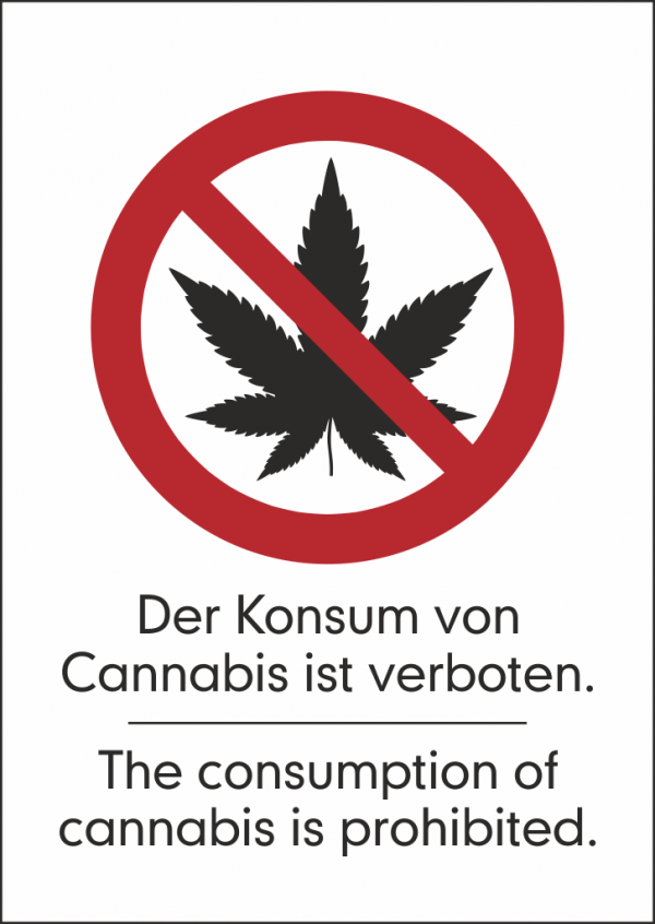 Der Konsum von Cannabis ist verboten deutsch-englisch