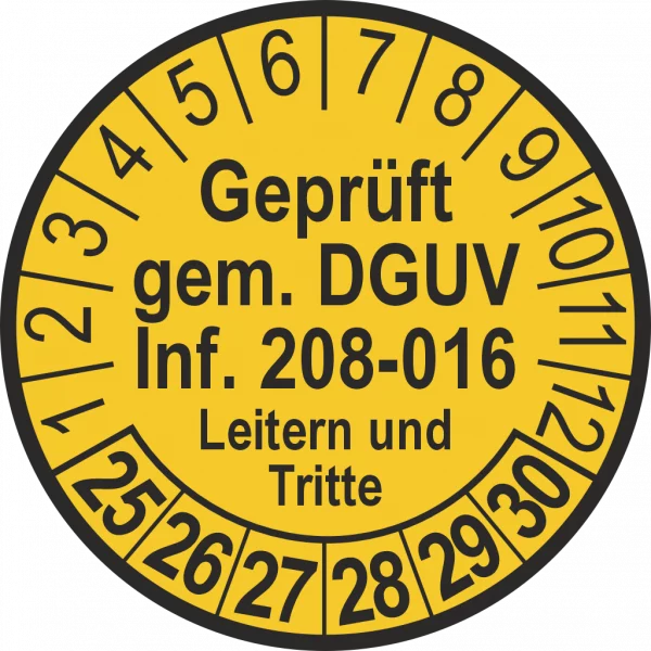 Prüfplakette Geprüft gemäß DGUV inf. 208-016