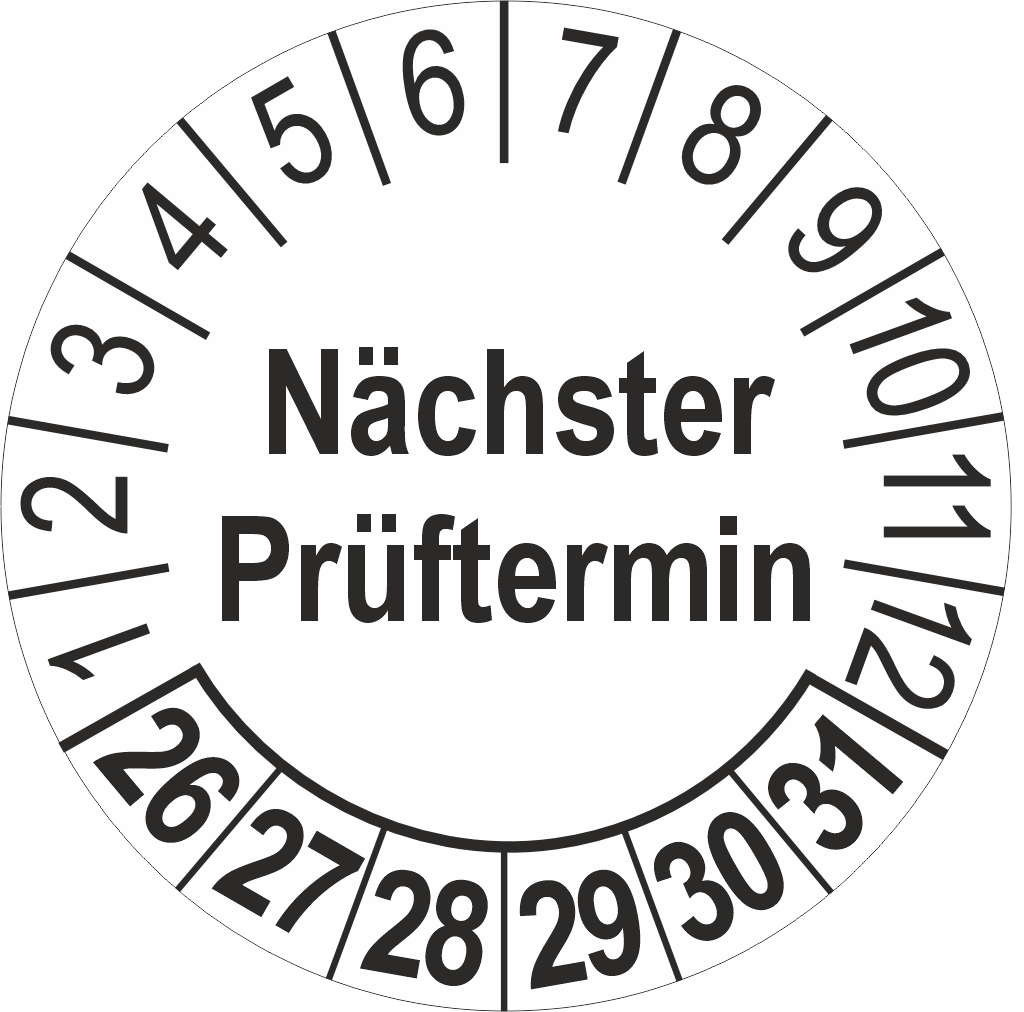 "Nächster Prüftermin" Plakette weiß