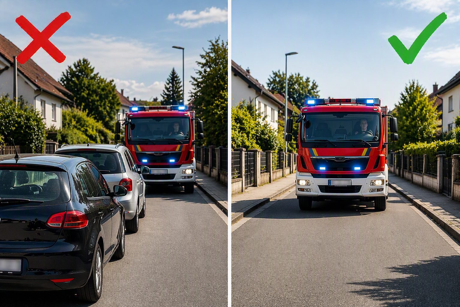 Feuerwehrzufahrt Halten oder Nicht
