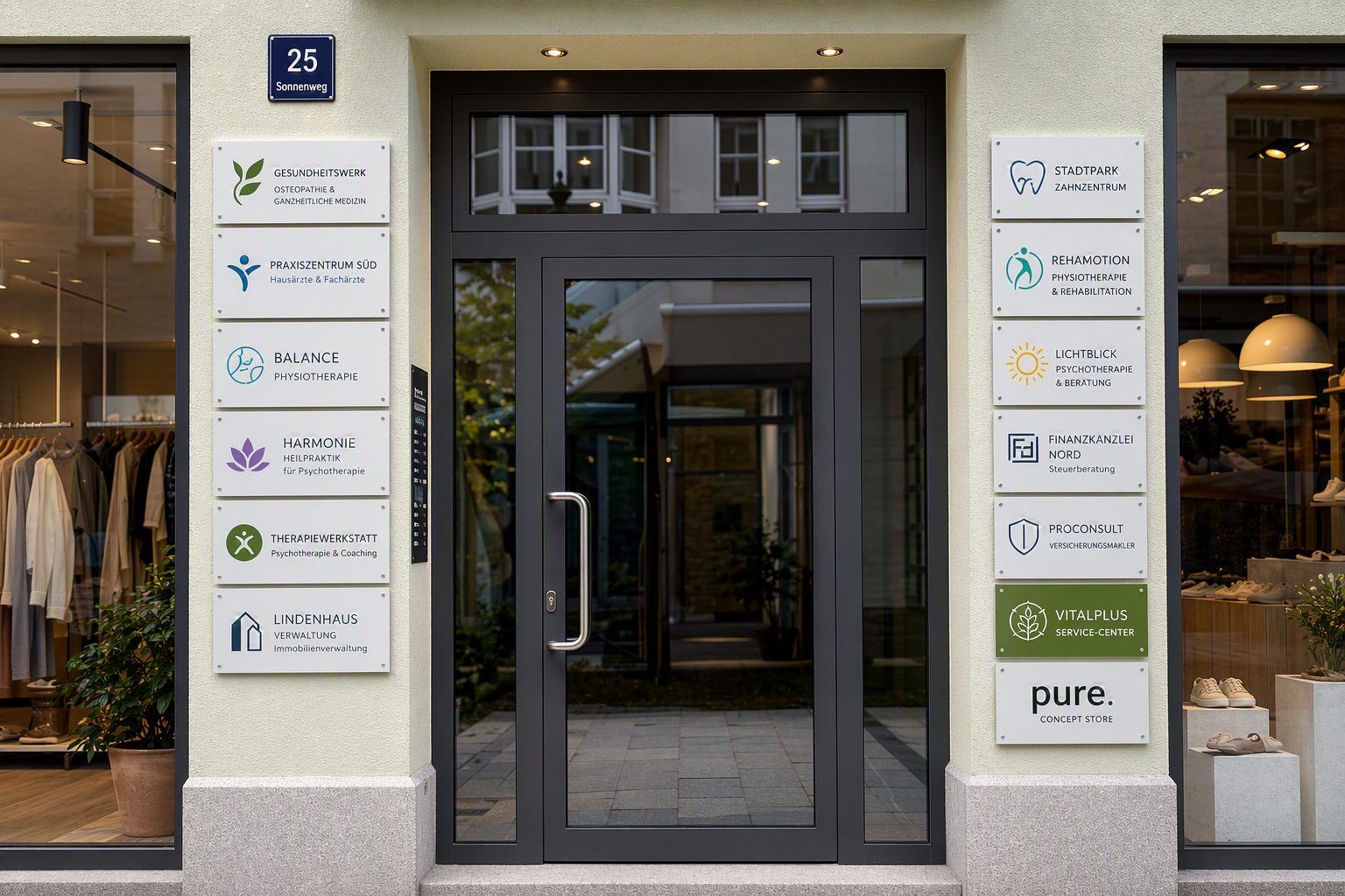Wandmontage Praxisschilder, Firmenschilder