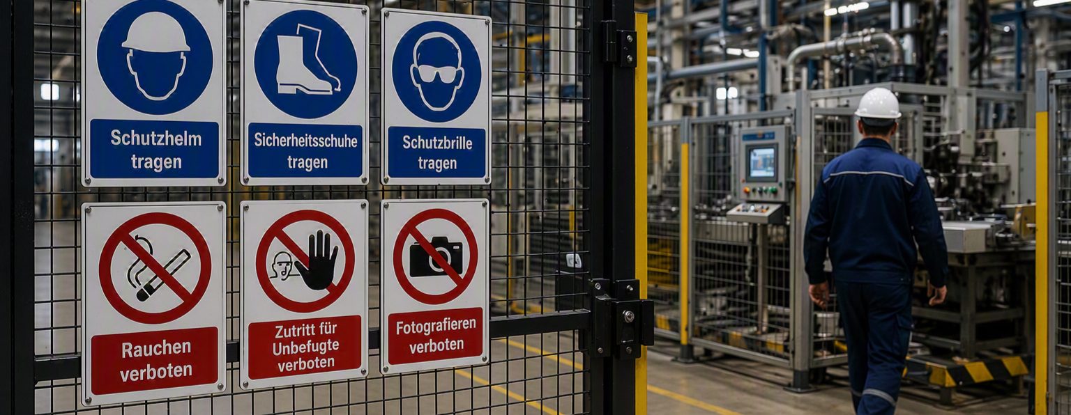 Gebots- und Verbotsschilder im Unternehmen