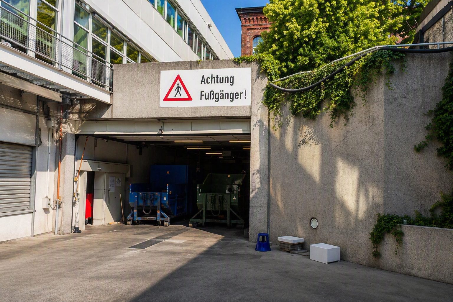 Schildermontage Achtung Fußgänger