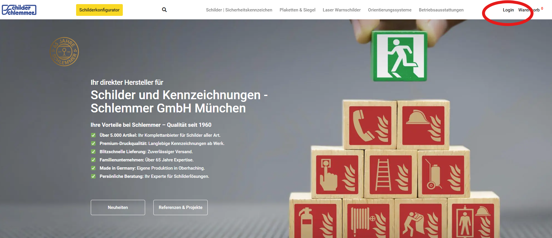 Schlemmer Schilder Shop Anleitung Kundenkonto