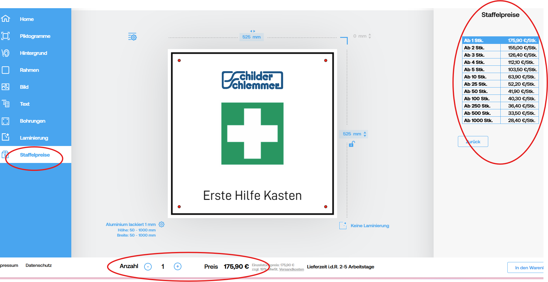 Schritt für Schritt Anleitung Konfigurator Staffelpreise