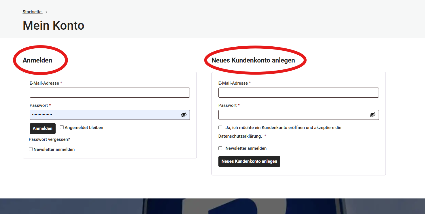 Schlemmer Schilder Shop Anleitung Kundenkonto Anmelden oder registrieren