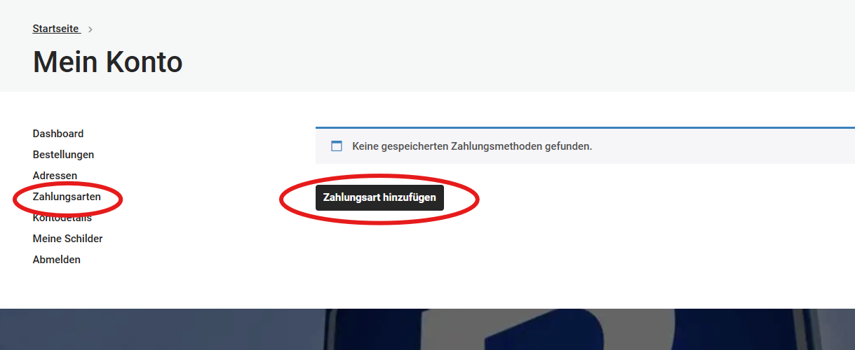 Schlemmer Schilder Shop Anleitung Kundenkonto Zahlungsmöglichkeiten