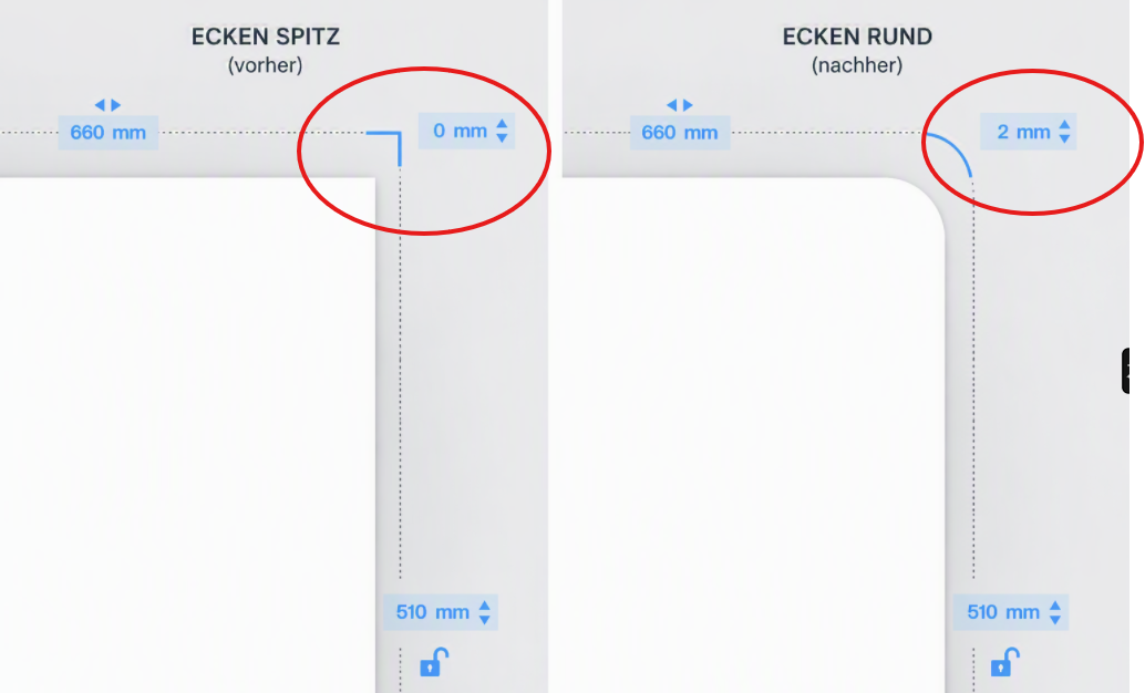 Schritt für Schritt Anleitung Konfigurator Ecken