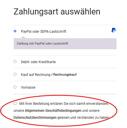 Anleitung Bestellprozess Zahlungsart